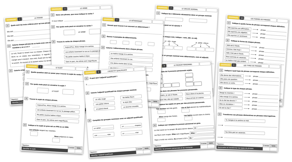Tests de grammaire CE1