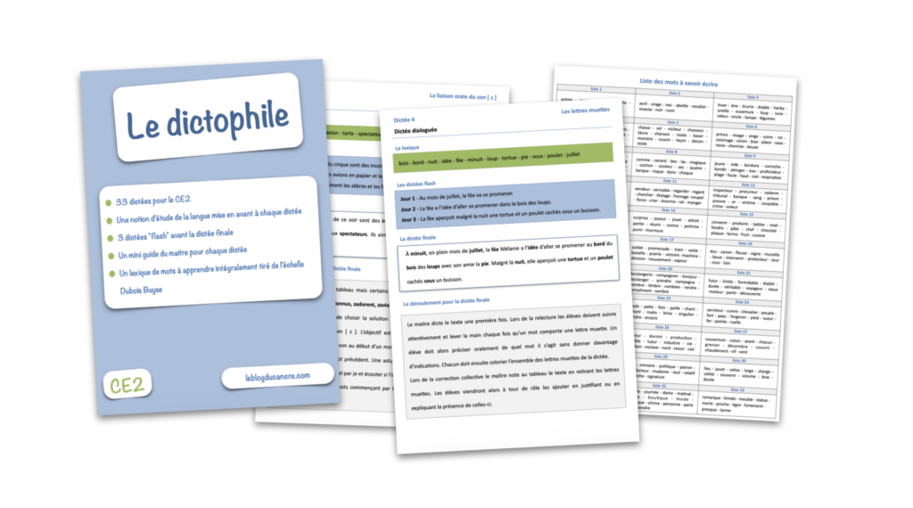 Le dictophile – Un fichier de dictées pour le CE2